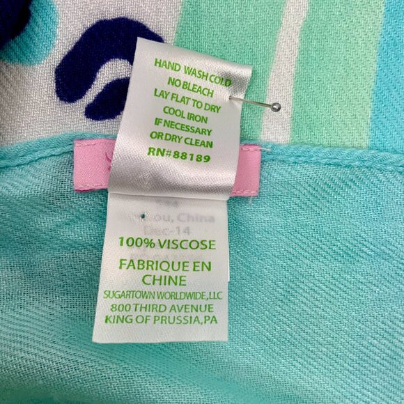 New Lilly Pulitzer Lillian Scarf Bright Navy Leopard Get Spotted Wrap Cover Up - Picture 6 of 16